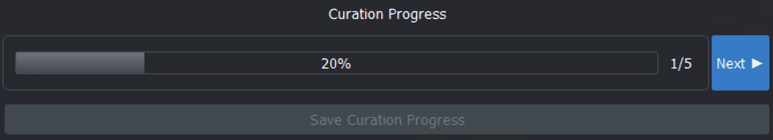 Curation progress section