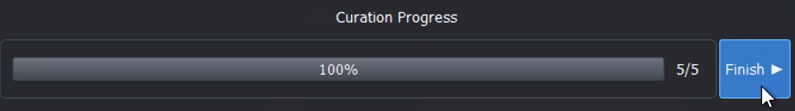 click finish to complete curation